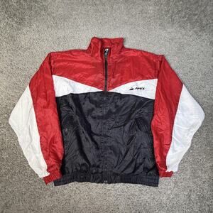 Apex Jacket Mens L Red Windbreaker Lined Full Zip Pockets Microfiber Lightweight